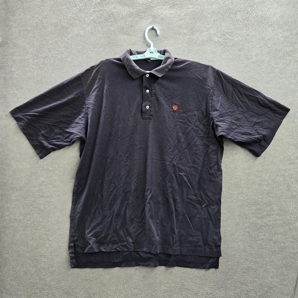 VINTAGE Polo By Ralph Lauren Men Polo XL Blue Logo Embroidery Fine Cotton
